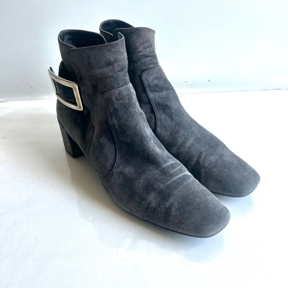 Roger Vivier Ankle Gray Suede Bootie 39.5 - Picture 8 of 10